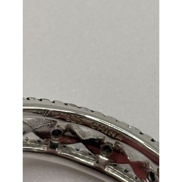 Black Spinel Eternity Ring 925 Sterling Silver Rhodium-Plated Size 10 - Picture 4 of 9